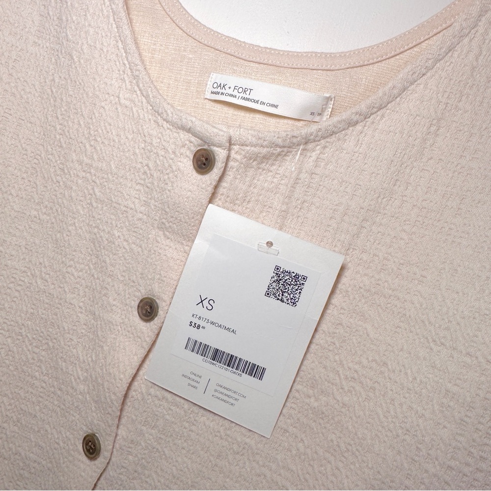 NWT Oak + Fort‎ Cream Button-Down Women's Tank XS - Picture 5 of 13